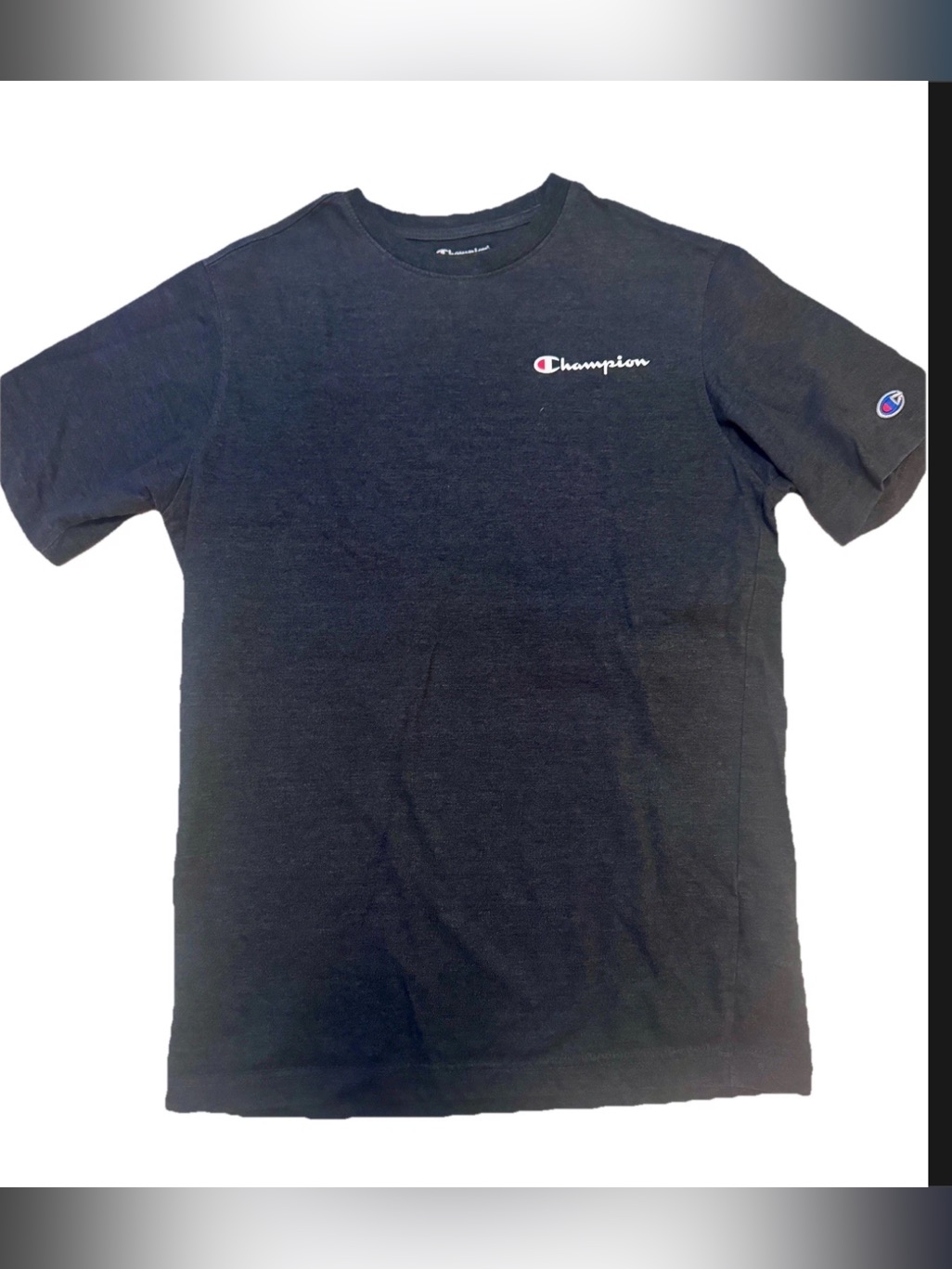 Champion Dark Grey/Black T-Shirt Adult Size Small Crew Neck Short Sleeve Cotton